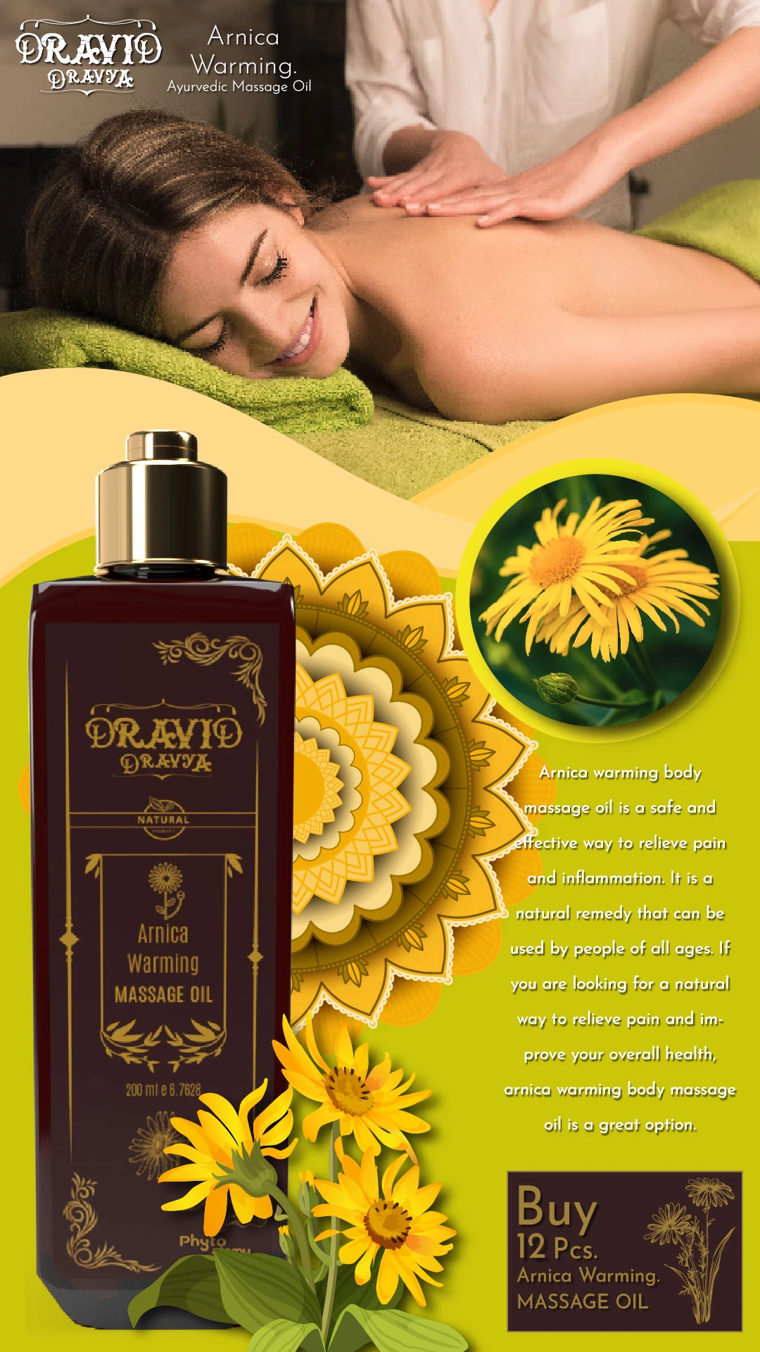 RBV B2B Arnica Warming  Massage Oil (200 ml)-12 Pcs.